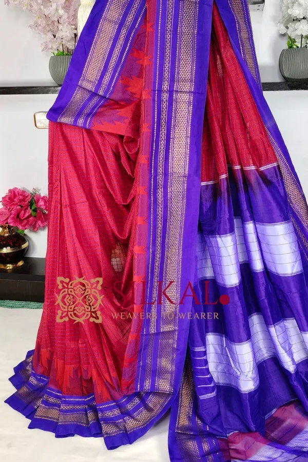 Ilkal_Temple_Chadaruga_Cotton_Silk_Saree_SKL03874