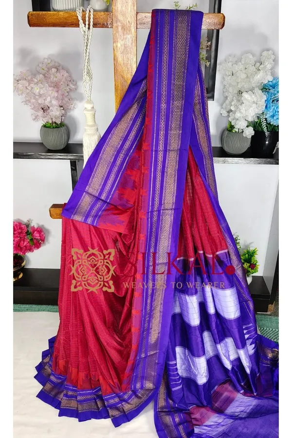 Ilkal_Temple_Chadaruga_Cotton_Silk_Saree_SKL03874