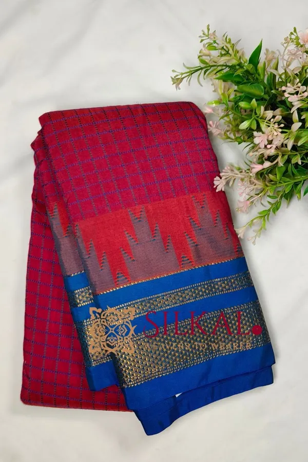 Ilkal_Temple_Chadaruga_Cotton_Silk_Saree_SKL03875