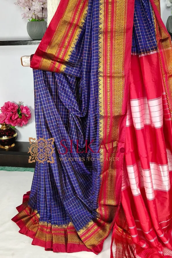 Ilkal_Temple_Chadaruga_Cotton_Silk_Saree_SKL03879