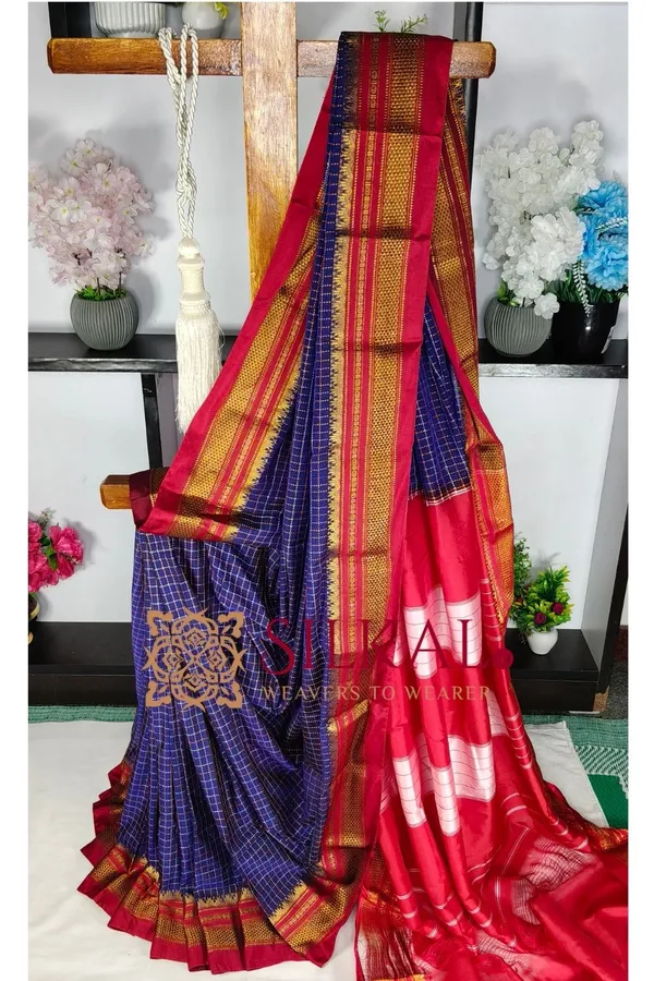 Ilkal_Temple_Chadaruga_Cotton_Silk_Saree_SKL03879