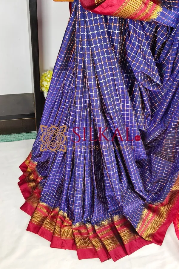 Ilkal_Temple_Chadaruga_Cotton_Silk_Saree_SKL03879