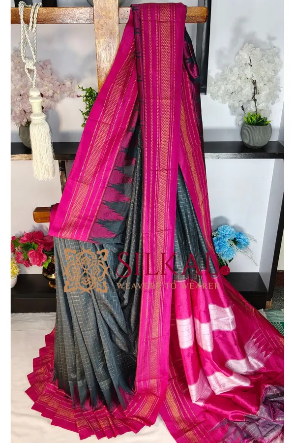 Ilkal_Temple_Chadaruga_Cotton_Silk_Saree_SKL04135