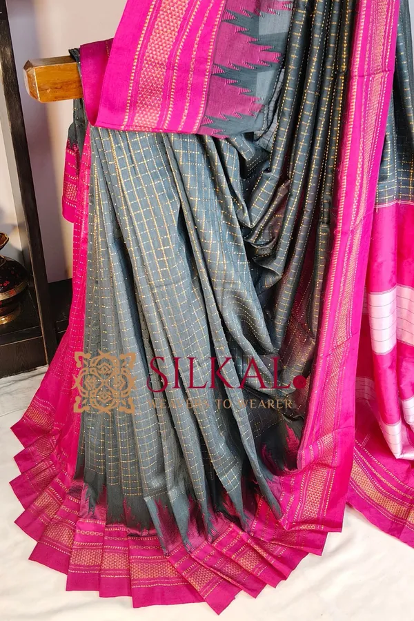 Ilkal_Temple_Chadaruga_Cotton_Silk_Saree_SKL04135