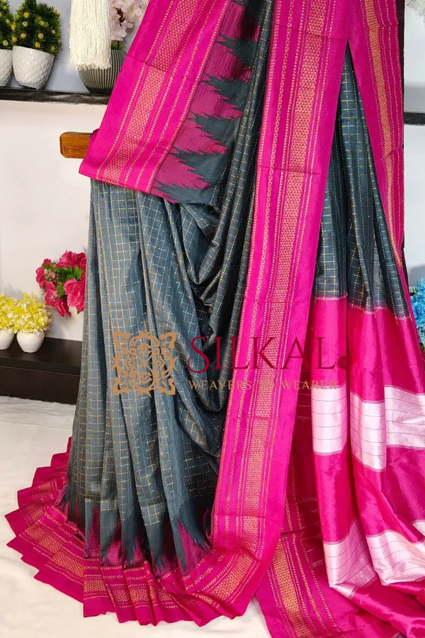 Ilkal_Temple_Chadaruga_Cotton_Silk_Saree_SKL04135