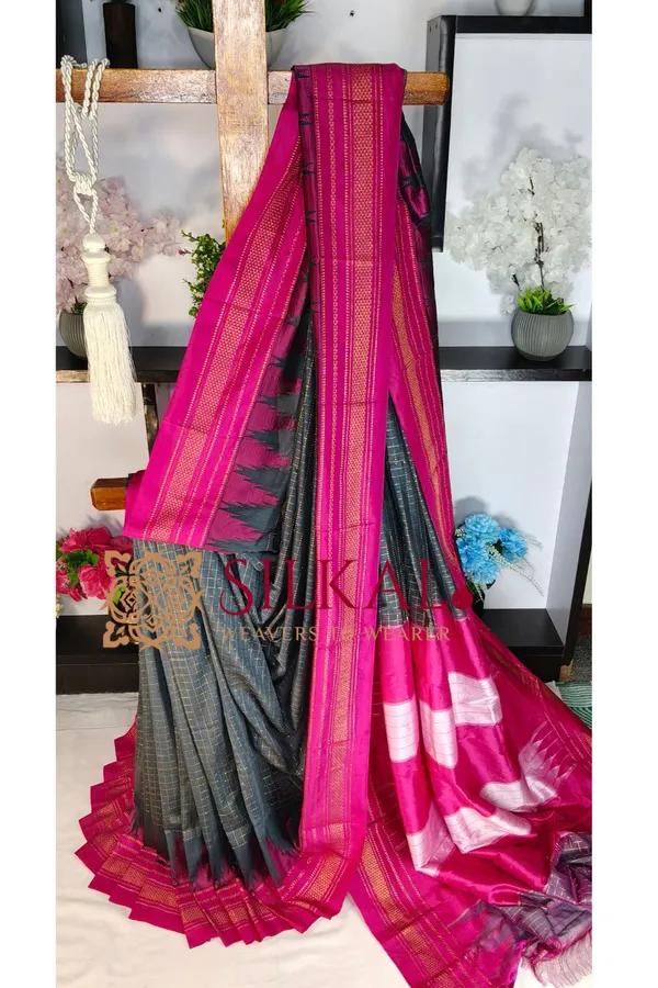 Ilkal_Temple_Chadaruga_Cotton_Silk_Saree_SKL04135