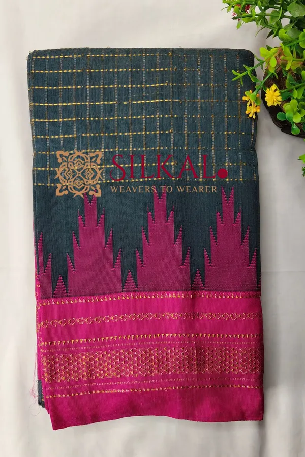 Ilkal_Temple_Chadaruga_Cotton_Silk_Saree_SKL04135