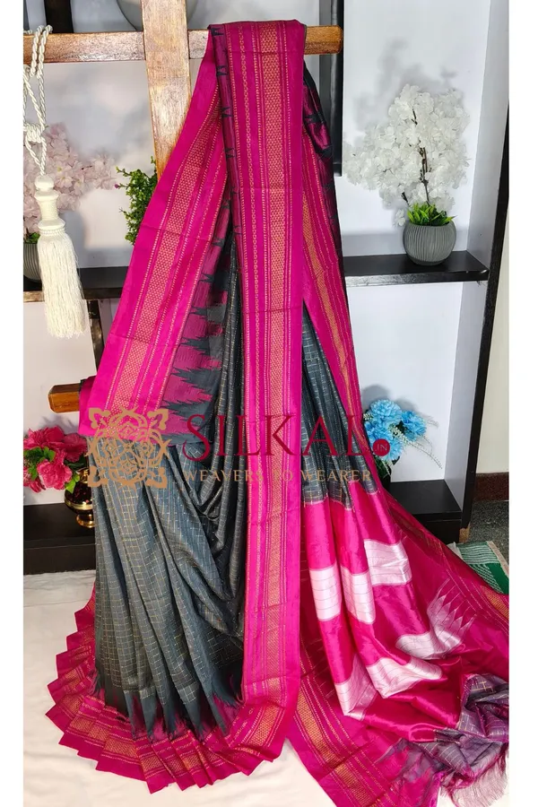 Ilkal_Temple_Chadaruga_Cotton_Silk_Saree_SKL04135