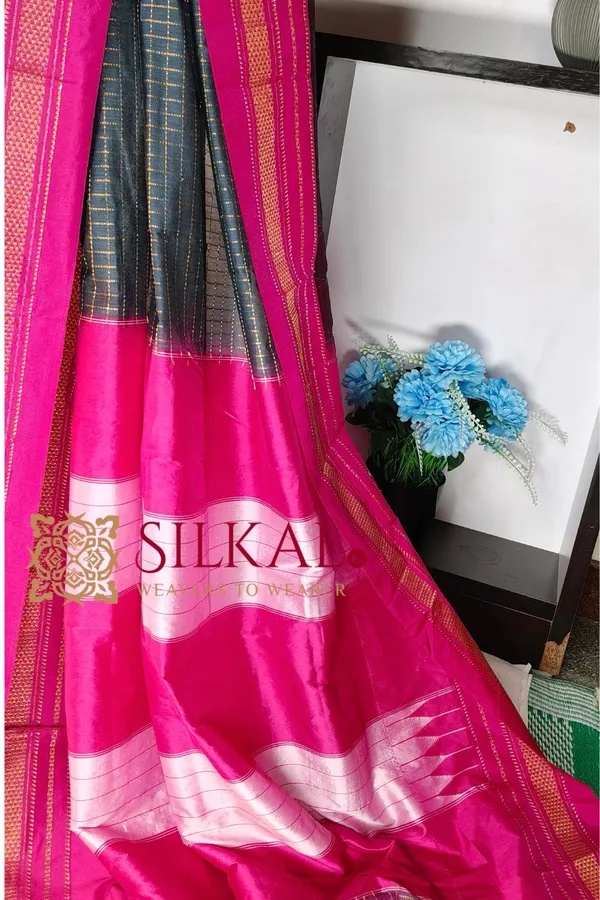 Ilkal_Temple_Chadaruga_Cotton_Silk_Saree_SKL04135