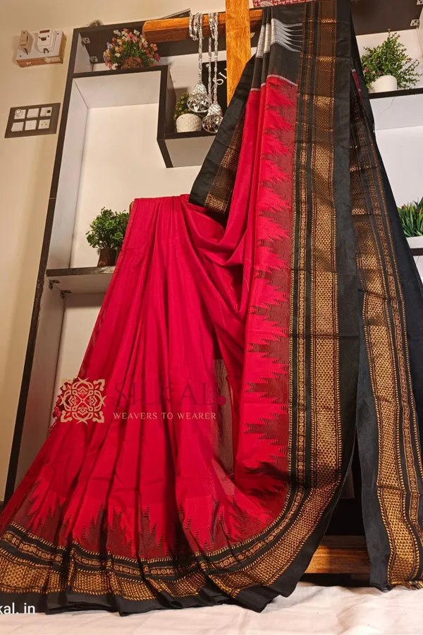 Ilkal_Temple_Cotton_Silk_Saree_Code-_SKL1089