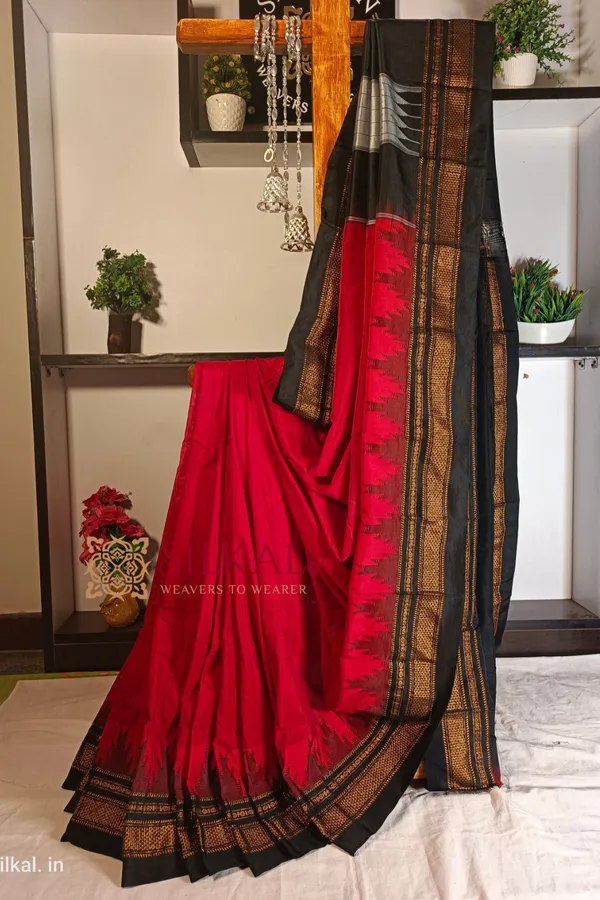 Ilkal_Temple_Cotton_Silk_Saree_Code-_SKL1089