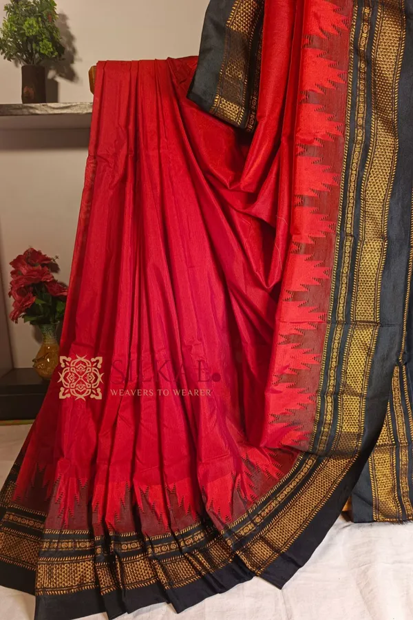 Ilkal_Temple_Cotton_Silk_Saree_Code-_SKL1089