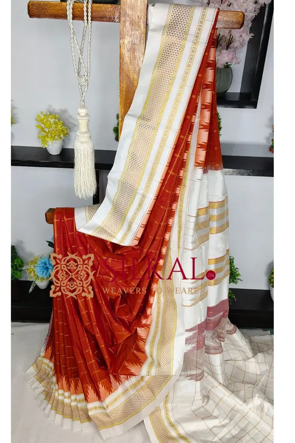 Ilkal_Temple_Jari_Big_Checks_Saree_SKL04212