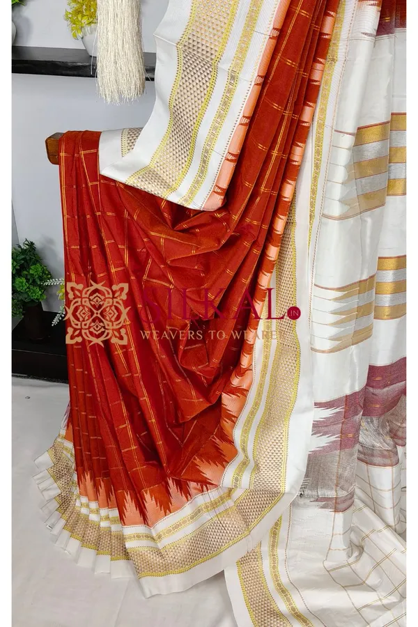 Ilkal_Temple_Jari_Big_Checks_Saree_SKL04212