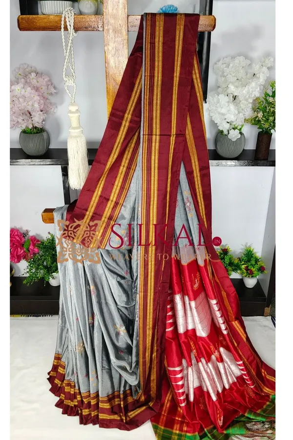 Ilkal_Handloom_Viscose_Gayatri_Kasuti_Saree_SKL03893