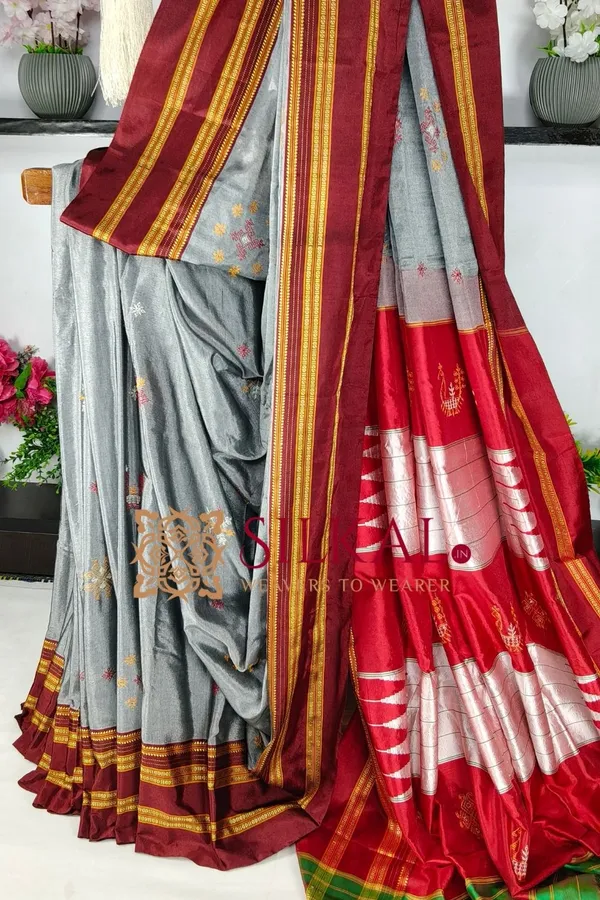 Ilkal_Handloom_Viscose_Gayatri_Kasuti_Saree_SKL03893