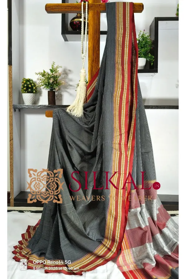Ilkal_Viscose_Silk_Kaddi_Saree_With_Gomi_Border_Saree_Code-_SKL03339