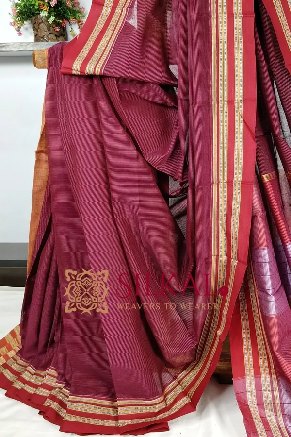 Ilkal_Viscose_Silk_Kaddi_Saree_With_Gomi_Border_Saree_Code-_SKL03516