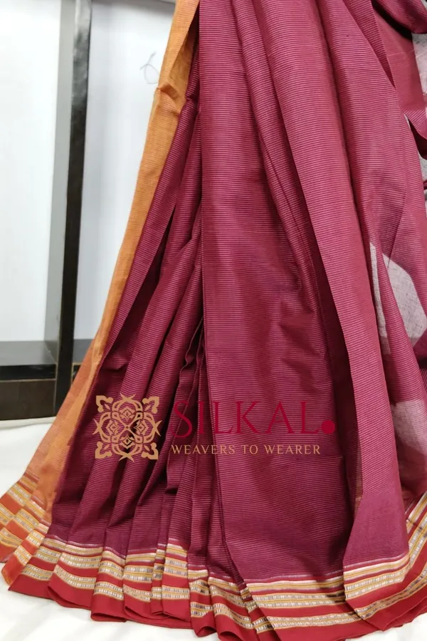 Ilkal_Viscose_Silk_Kaddi_Saree_With_Gomi_Border_Saree_Code-_SKL03516