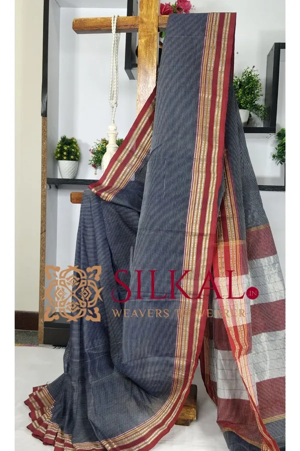 Ilkal_Viscose_Silk_Kaddi_Saree_with_Gomi_Border_SKL03375