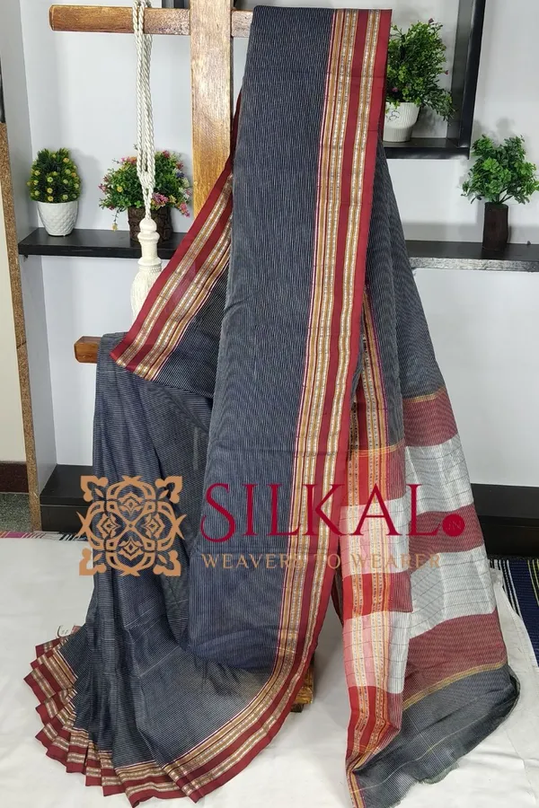 Ilkal_Viscose_Silk_Kaddi_Saree_with_Gomi_Border_SKL03375