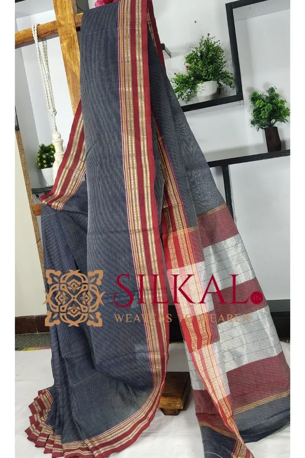 Ilkal_Viscose_Silk_Kaddi_Saree_with_Gomi_Border_SKL03375