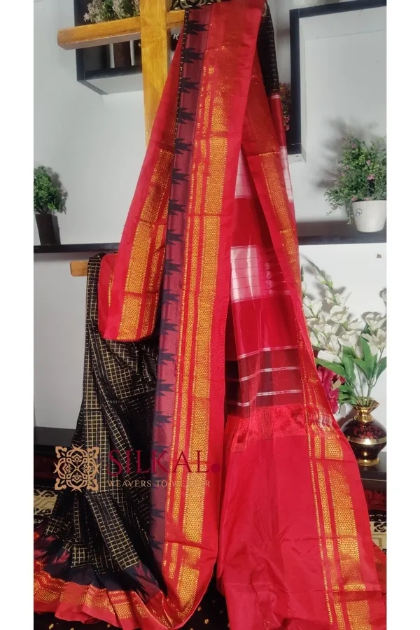 Ilkal_Chadarunga_Cotton_Silk_Temple_Saree_Code-_SKL1790