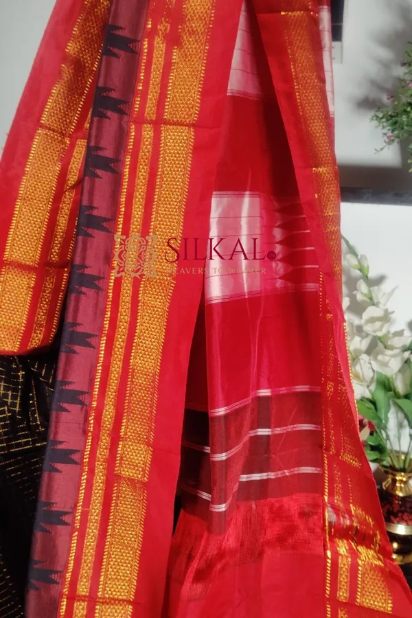 Ilkal_Chadarunga_Cotton_Silk_Temple_Saree_Code-_SKL1790