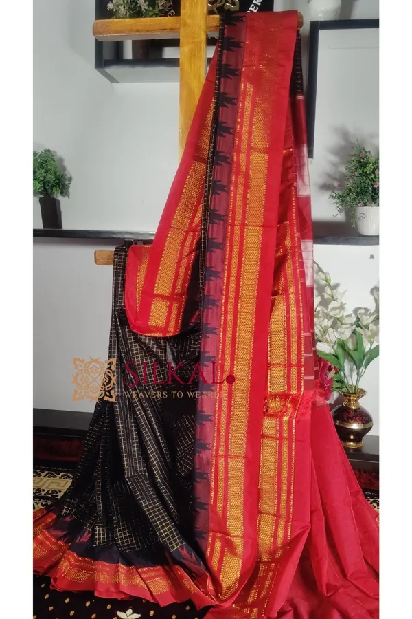 Ilkal_Chadarunga_Cotton_Silk_Temple_Saree_Code-_SKL1790
