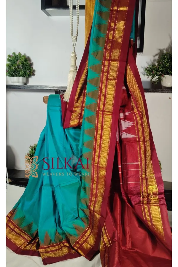 Ilkal_Temple_Cotton_Silk_Saree_Code-_SKL1871