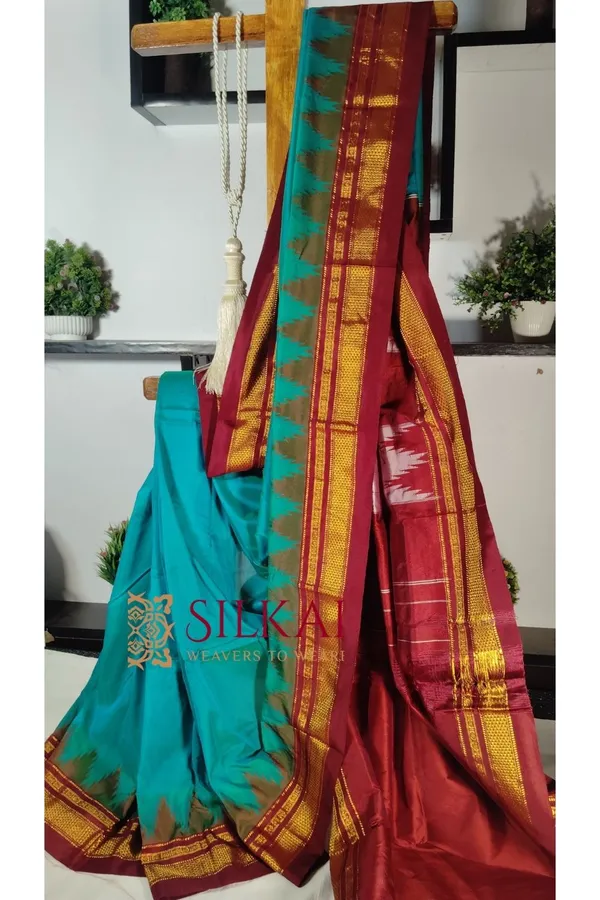 Ilkal_Temple_Cotton_Silk_Saree_Code-_SKL1871