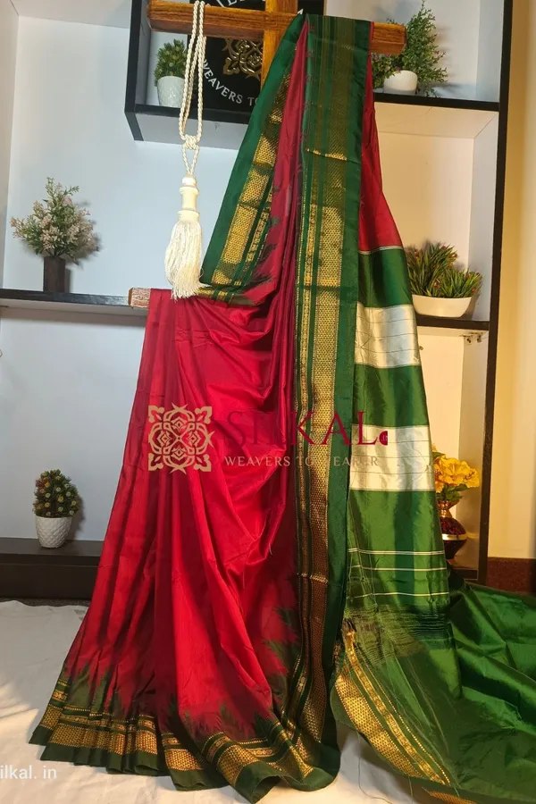 Ilkal_Cotton_Silk_Temple_Saree_Code-_SKL1024