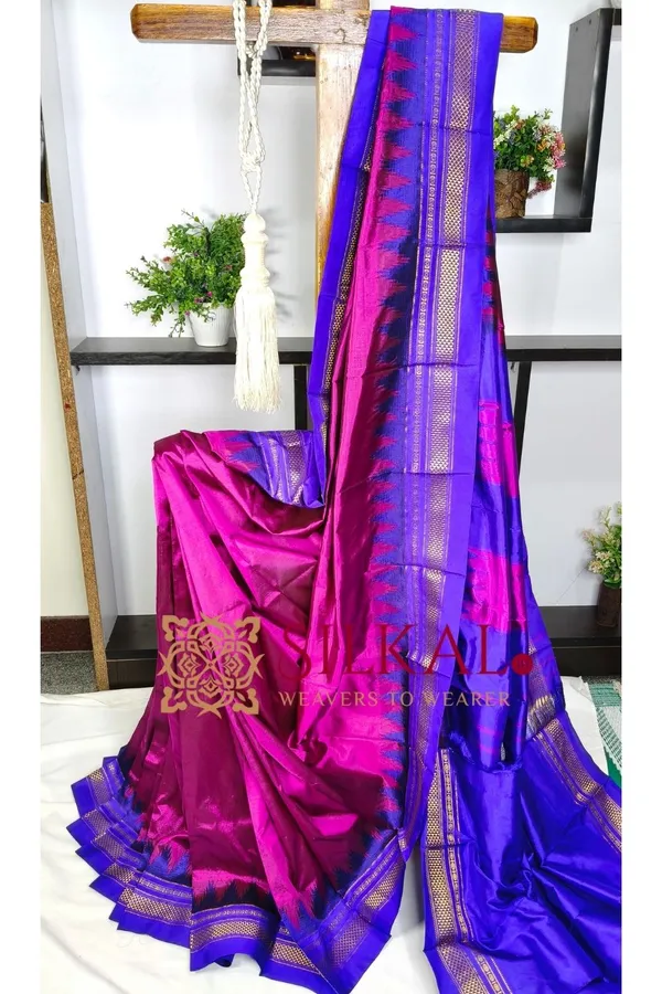 Ilkal__pure_silk_temple_plain_saree_SKL03753