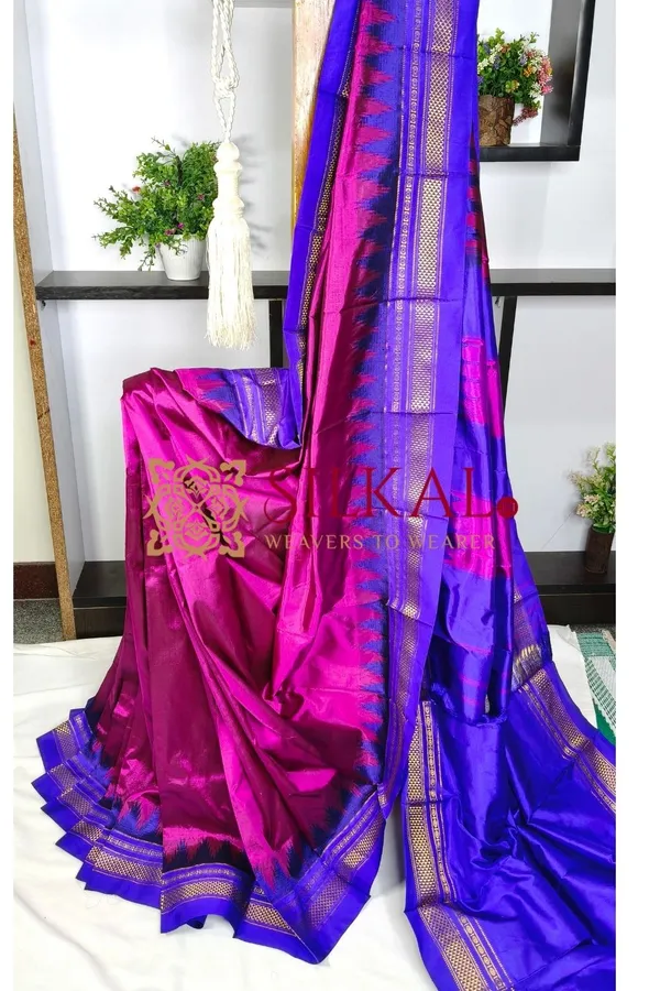 Ilkal__pure_silk_temple_plain_saree_SKL03753