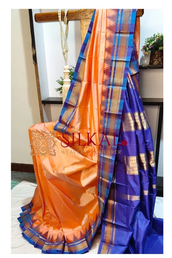 Ilkal__pure_silk_temple_plain_saree_SKL03755