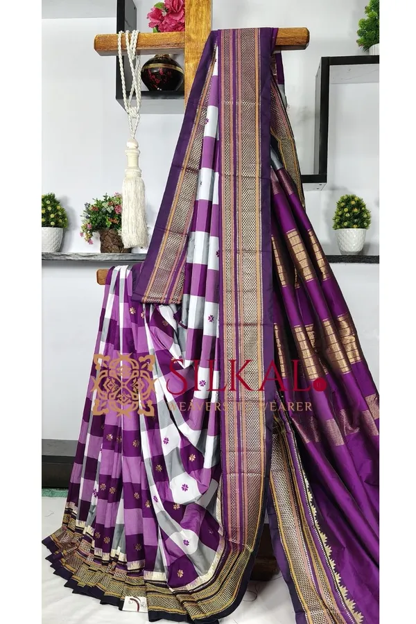 Ilkal_semi_silk_checks_butta_saree_SKL03500