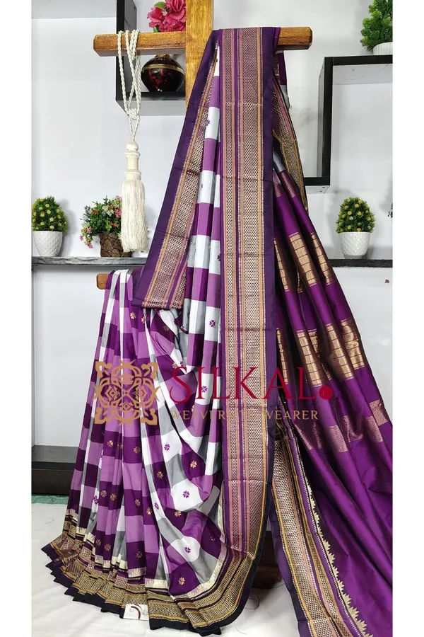 Ilkal_semi_silk_checks_butta_saree_SKL03500