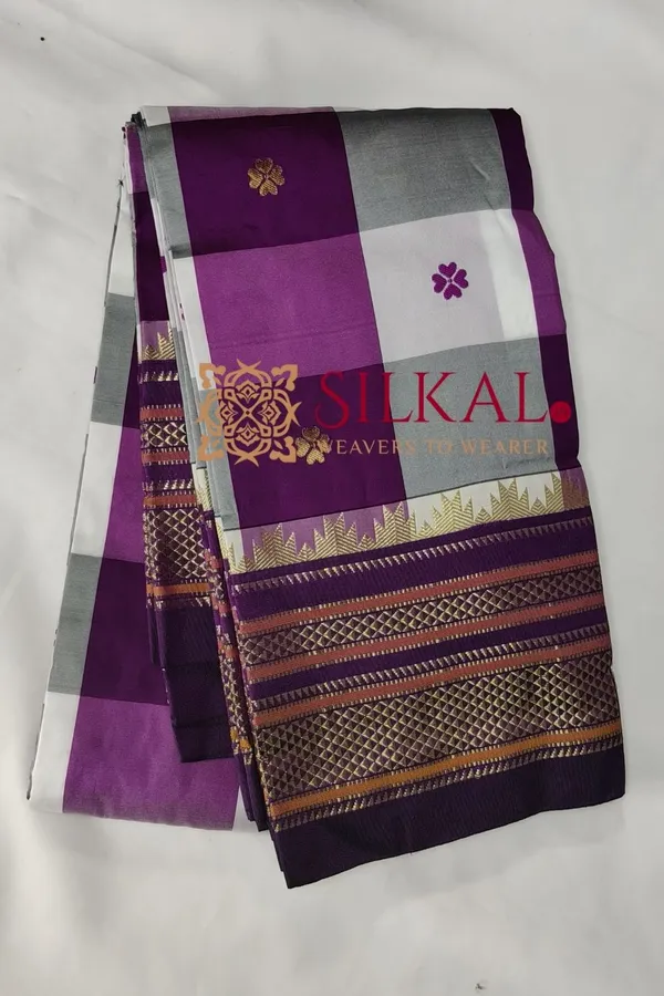 Ilkal_semi_silk_checks_butta_saree_SKL03500