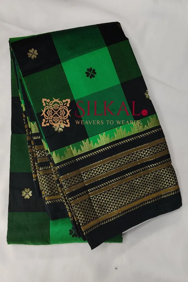 Ilkal_semi_silk_checks_butta_saree_SKL03501