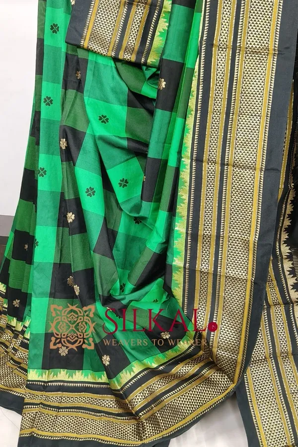 Ilkal_semi_silk_checks_butta_saree_SKL03501
