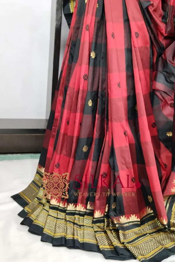 Ilkal_semi_silk_checks_butta_saree_SKL03502
