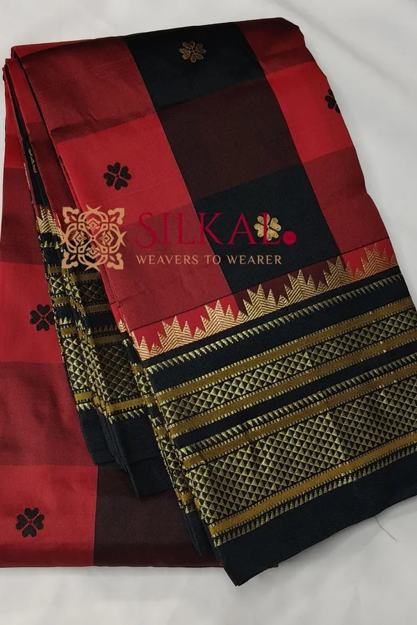 Ilkal_semi_silk_checks_butta_saree_SKL03502