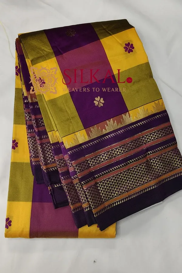 Ilkal_semi_silk_checks_butta_saree_SKL03503