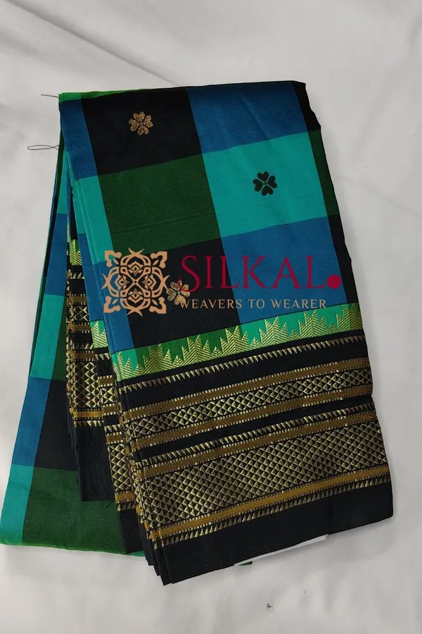 Ilkal_semi_silk_checks_butta_saree_SKL03504