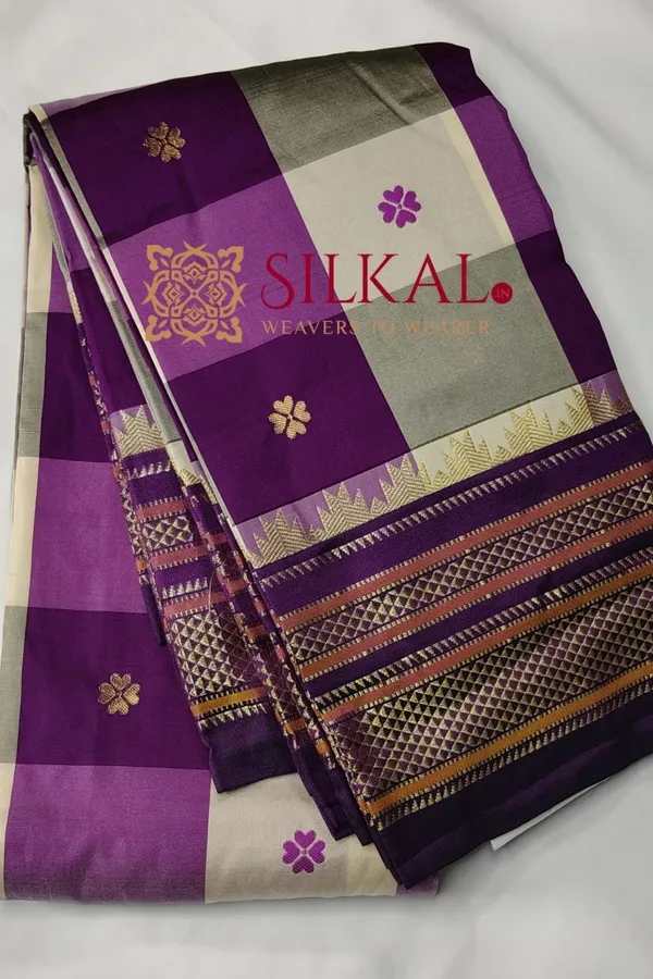 Ilkal_semi_silk_checks_butta_saree_SKL03505