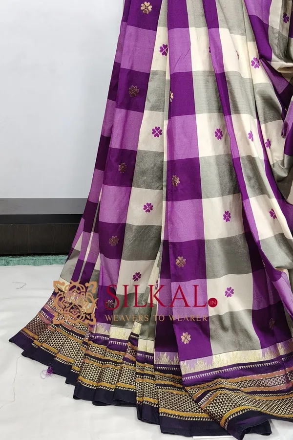 Ilkal_semi_silk_checks_butta_saree_SKL03505