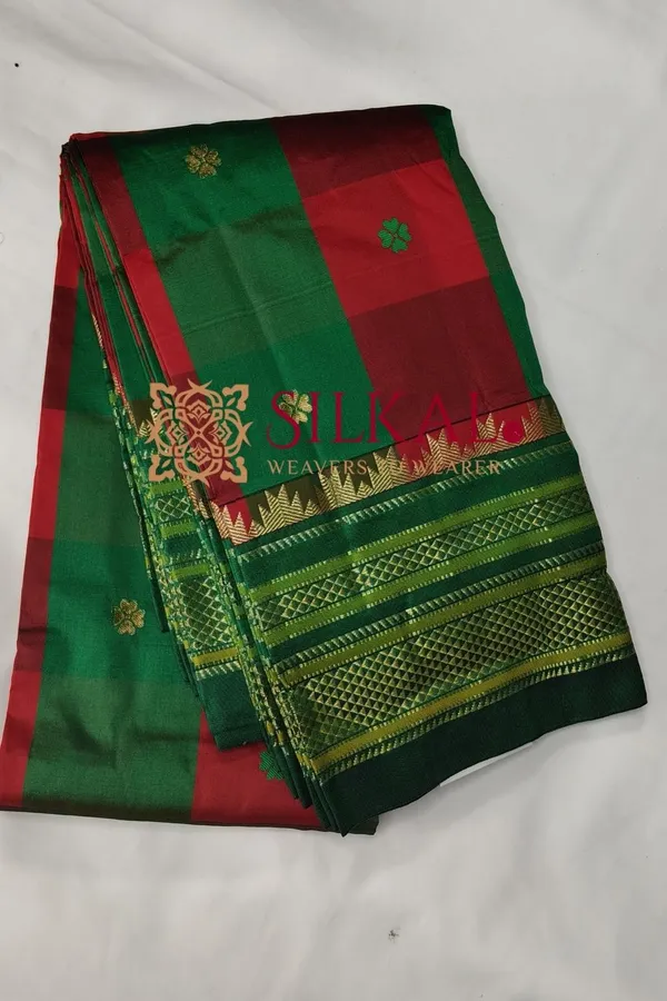 Ilkal_semi_silk_checks_butta_saree_SKL03506