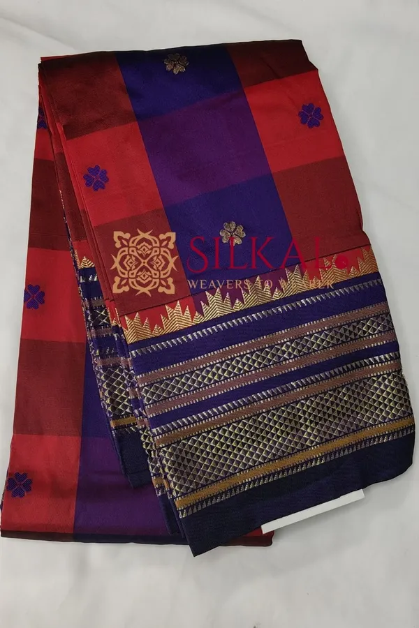 Ilkal_semi_silk_checks_butta_saree_SKL03507