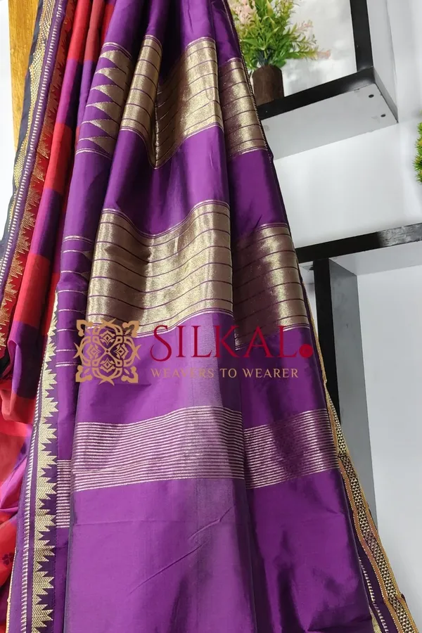 Ilkal_semi_silk_checks_butta_saree_SKL03508
