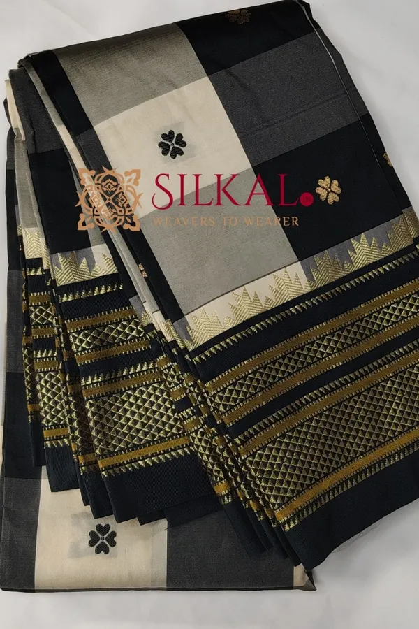Ilkal_semi_silk_checks_butta_saree_SKL03509